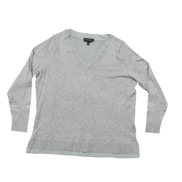 Lane Bryant Gray Pullover Sweater Plus Size 22/24 V Neck Long Sleeve Soft - Picture 1 of 8